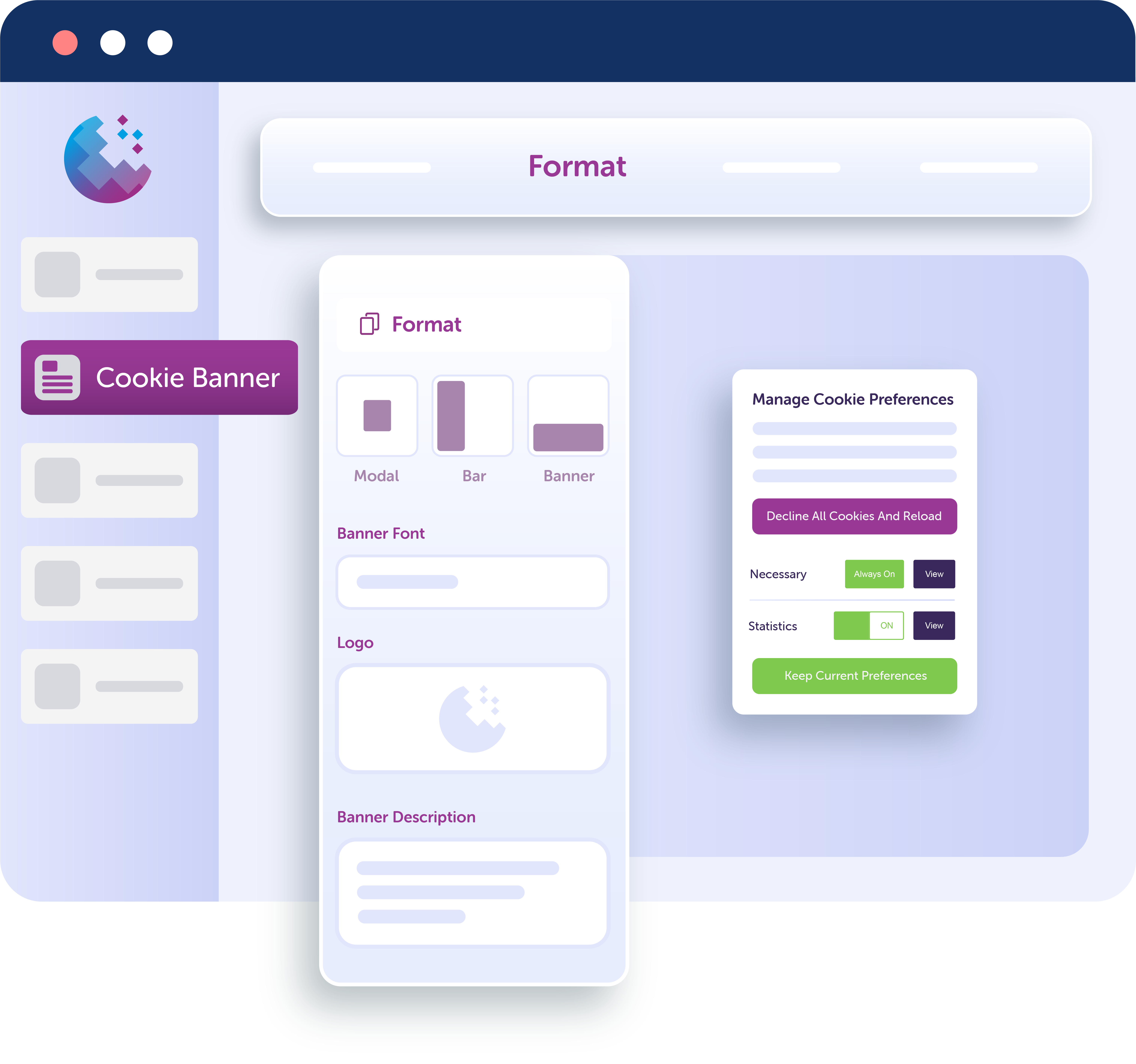 Cookie banner format options